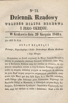 Dziennik Rządowy Wolnego Miasta Krakowa i Jego Okręgu. 1840, nr 73