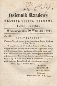 Dziennik Rządowy Wolnego Miasta Krakowa i Jego Okręgu. 1840, nr 80-81