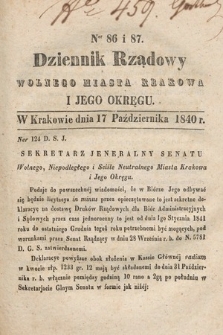 Dziennik Rządowy Wolnego Miasta Krakowa i Jego Okręgu. 1840, nr 86-87