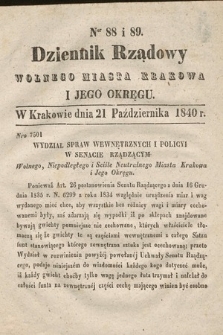 Dziennik Rządowy Wolnego Miasta Krakowa i Jego Okręgu. 1840, nr 88-89
