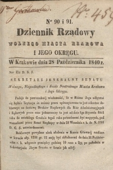 Dziennik Rządowy Wolnego Miasta Krakowa i Jego Okręgu. 1840, nr 90-97