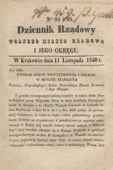 Dziennik Rządowy Wolnego Miasta Krakowa i Jego Okręgu. 1840, nr 94-95