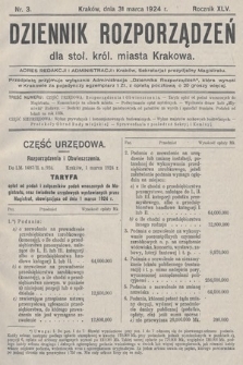 Dziennik Rozporządzeń dla Stoł. Król. Miasta Krakowa. 1924, nr 3