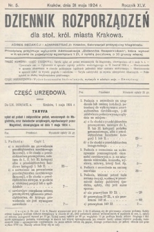 Dziennik Rozporządzeń dla Stoł. Król. Miasta Krakowa. 1924, nr 5