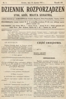 Dziennik Rozporządzeń Stoł. Król. Miasta Krakowa. 1932, nr 1