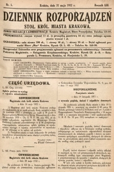 Dziennik Rozporządzeń Stoł. Król. Miasta Krakowa. 1932, nr 5