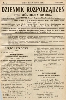 Dziennik Rozporządzeń Stoł. Król. Miasta Krakowa. 1932, nr 6