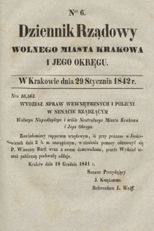 Dziennik Rządowy Wolnego Miasta Krakowa i Jego Okręgu. 1842, nr 6