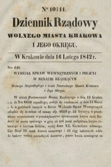 Dziennik Rządowy Wolnego Miasta Krakowa i Jego Okręgu. 1842, nr 10-11