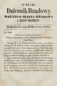 Dziennik Rządowy Wolnego Miasta Krakowa i Jego Okręgu. 1842, nr 34-35