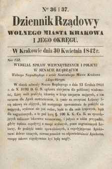 Dziennik Rządowy Wolnego Miasta Krakowa i Jego Okręgu. 1842, nr 36-37