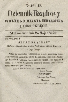 Dziennik Rządowy Wolnego Miasta Krakowa i Jego Okręgu. 1842, nr 46-47