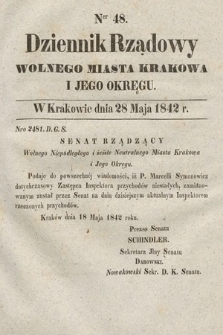 Dziennik Rządowy Wolnego Miasta Krakowa i Jego Okręgu. 1842, nr 48