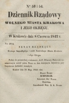 Dziennik Rządowy Wolnego Miasta Krakowa i Jego Okręgu. 1842, nr 53-54