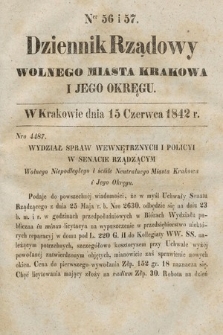 Dziennik Rządowy Wolnego Miasta Krakowa i Jego Okręgu. 1842, nr 56-57