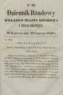 Dziennik Rządowy Wolnego Miasta Krakowa i Jego Okręgu. 1842, nr 60