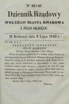 Dziennik Rządowy Wolnego Miasta Krakowa i Jego Okręgu. 1842, nr 66-67