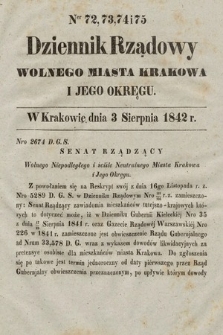 Dziennik Rządowy Wolnego Miasta Krakowa i Jego Okręgu. 1842, nr 72-75