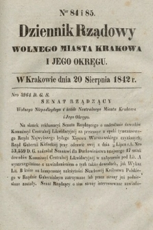 Dziennik Rządowy Wolnego Miasta Krakowa i Jego Okręgu. 1842, nr 84-85