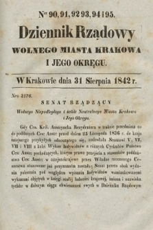 Dziennik Rządowy Wolnego Miasta Krakowa i Jego Okręgu. 1842, nr 90-95