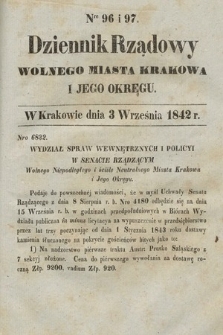 Dziennik Rządowy Wolnego Miasta Krakowa i Jego Okręgu. 1842, nr 96-97