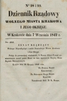 Dziennik Rządowy Wolnego Miasta Krakowa i Jego Okręgu. 1842, nr 98-99