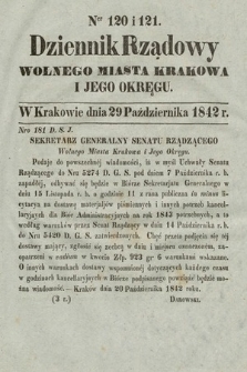 Dziennik Rządowy Wolnego Miasta Krakowa i Jego Okręgu. 1842, nr 120-121