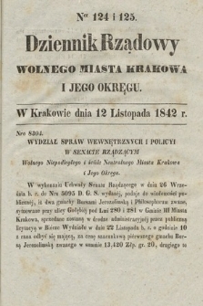 Dziennik Rządowy Wolnego Miasta Krakowa i Jego Okręgu. 1842, nr 124-125