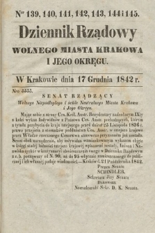 Dziennik Rządowy Wolnego Miasta Krakowa i Jego Okręgu. 1842, nr 139-145