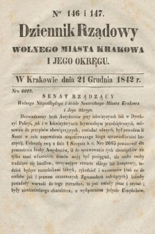Dziennik Rządowy Wolnego Miasta Krakowa i Jego Okręgu. 1842, nr 146-147