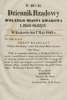 Dziennik Rządowy Wolnego Miasta Krakowa i Jego Okręgu. 1842, nr 40-41