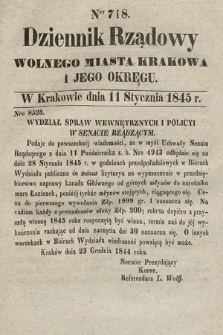 Dziennik Rządowy Wolnego Miasta Krakowa i Jego Okręgu. 1845, nr 7-8