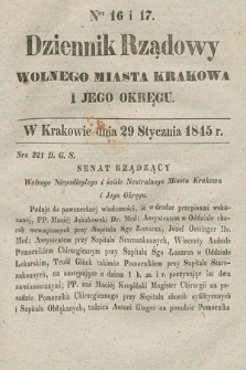Dziennik Rządowy Wolnego Miasta Krakowa i Jego Okręgu. 1845, nr 16-17