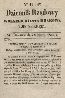Dziennik Rządowy Wolnego Miasta Krakowa i Jego Okręgu. 1845, nr 41-42