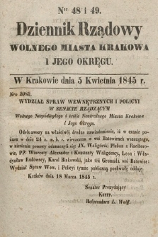 Dziennik Rządowy Wolnego Miasta Krakowa i Jego Okręgu. 1845, nr 48-49