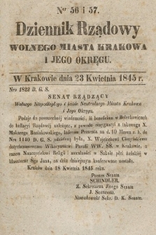 Dziennik Rządowy Wolnego Miasta Krakowa i Jego Okręgu. 1845, nr 56-57