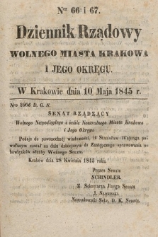 Dziennik Rządowy Wolnego Miasta Krakowa i Jego Okręgu. 1845, nr 66-67