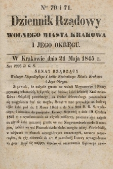 Dziennik Rządowy Wolnego Miasta Krakowa i Jego Okręgu. 1845, nr 70-71