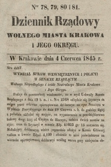 Dziennik Rządowy Wolnego Miasta Krakowa i Jego Okręgu. 1845, nr 78-81