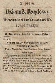 Dziennik Rządowy Wolnego Miasta Krakowa i Jego Okręgu. 1845, nr 90-91