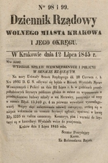 Dziennik Rządowy Wolnego Miasta Krakowa i Jego Okręgu. 1845, nr 98-99