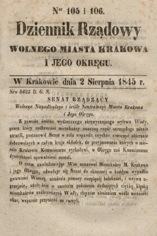 Dziennik Rządowy Wolnego Miasta Krakowa i Jego Okręgu. 1845, nr 105-106