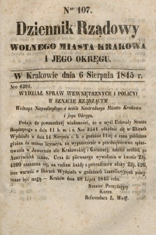 Dziennik Rządowy Wolnego Miasta Krakowa i Jego Okręgu. 1845, nr 107