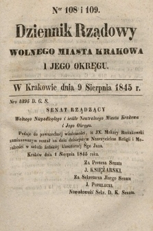 Dziennik Rządowy Wolnego Miasta Krakowa i Jego Okręgu. 1845, nr 108-109