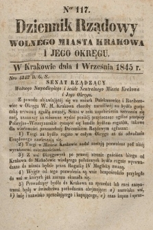 Dziennik Rządowy Wolnego Miasta Krakowa i Jego Okręgu. 1845, nr 117