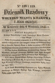 Dziennik Rządowy Wolnego Miasta Krakowa i Jego Okręgu. 1845, nr 118-119