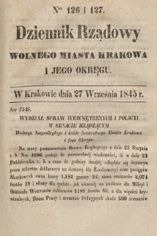 Dziennik Rządowy Wolnego Miasta Krakowa i Jego Okręgu. 1845, nr 126-127