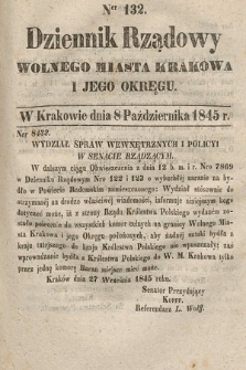 Dziennik Rządowy Wolnego Miasta Krakowa i Jego Okręgu. 1845, nr 132