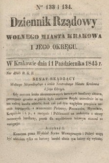 Dziennik Rządowy Wolnego Miasta Krakowa i Jego Okręgu. 1845, nr 133-134
