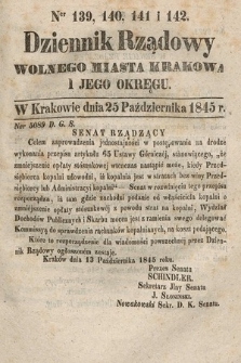 Dziennik Rządowy Wolnego Miasta Krakowa i Jego Okręgu. 1845, nr 139-142